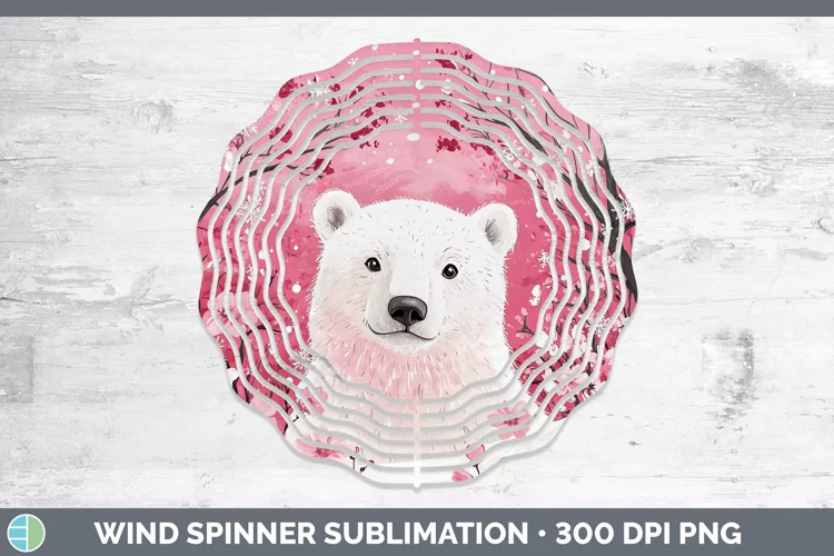 Watercolor Polar Bear Wind Spinner Sublimation Spinner Desig