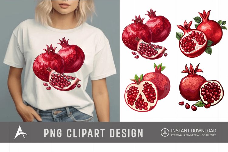 Watercolor Pomegranate Clipart