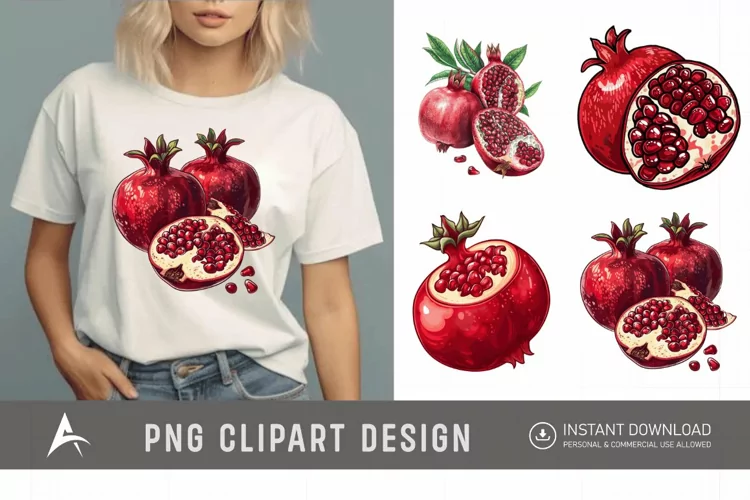 Watercolor Pomegranate Clipart
