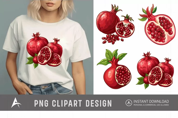 Watercolor Pomegranate Clipart