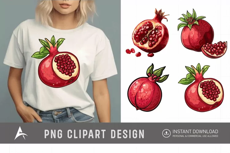 Watercolor Pomegranate Clipart