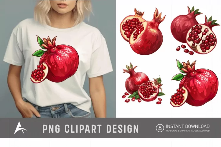 Watercolor Pomegranate Clipart