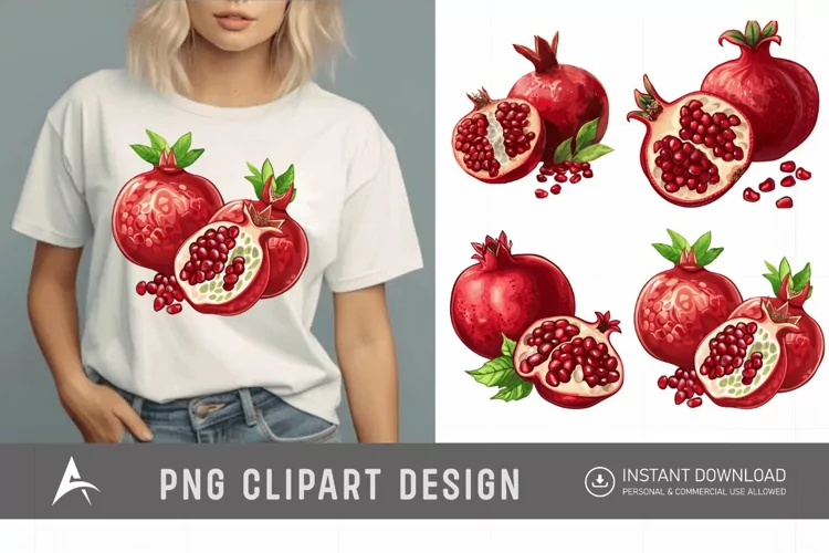 Watercolor Pomegranate Clipart