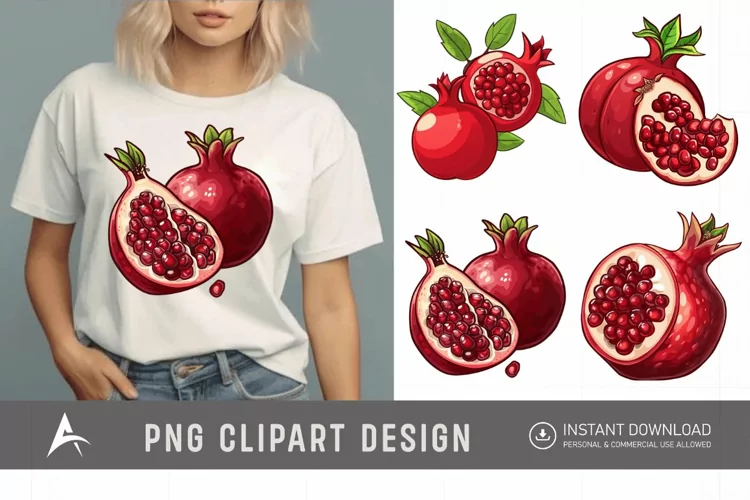 Watercolor Pomegranate Clipart