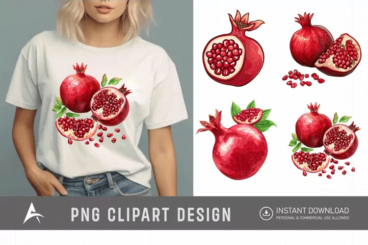 Watercolor Pomegranate Clipart