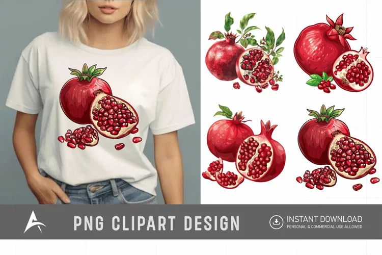 Watercolor Pomegranate Clipart