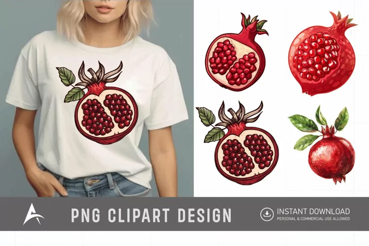 Watercolor Pomegranate Clipart