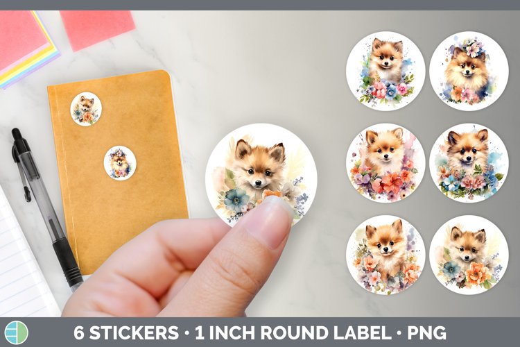 Bundle of six Wild Flowers Pomeranians Stickers designs.