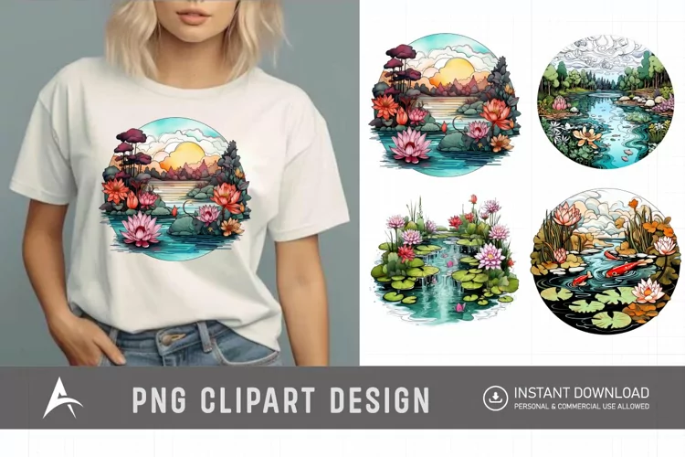 Watercolor Pond Clipart