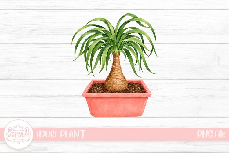 Watercolor Ponytail Palm in Terracotta Planter example image 1