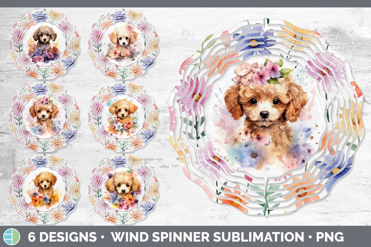 Watercolor Poodle Dog Wind Spinner | Sublimation Spinner Des