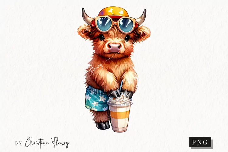 Highland Cow Pool PNG | Summer PNG