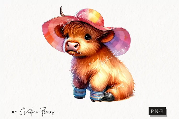 Summer Highland Cow PNG | Summer PNG