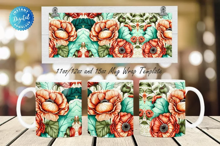 Watercolor Poppies 11, 12 & 15 Oz Mug Sublimation