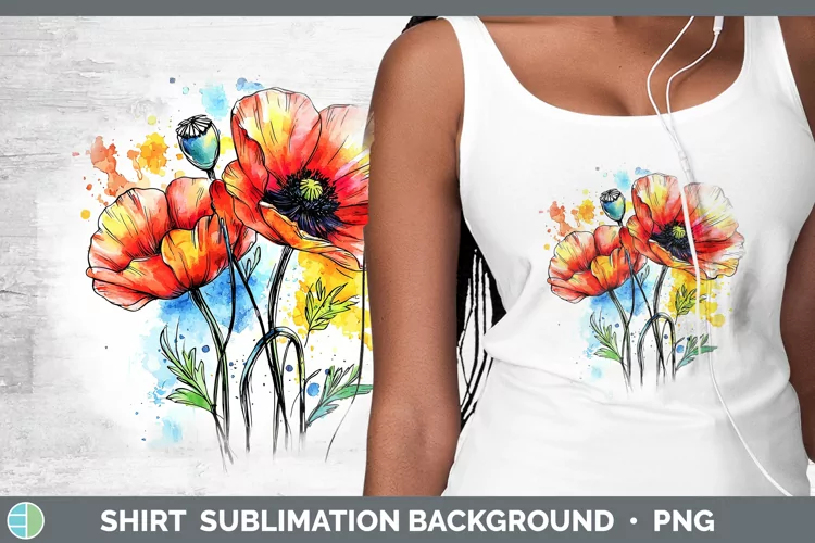 Watercolor Poppy Shirt Sublimation Sublimation Background De