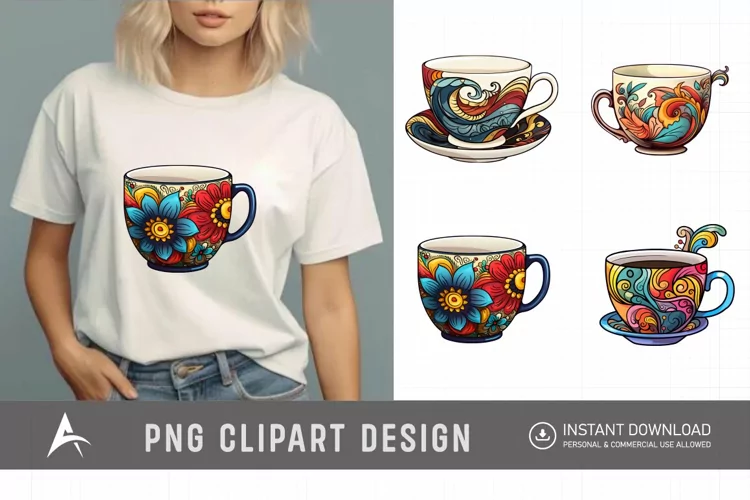 Watercolor Porcelain Cups Clipart