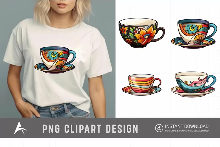 Watercolor Porcelain Cups Clipart