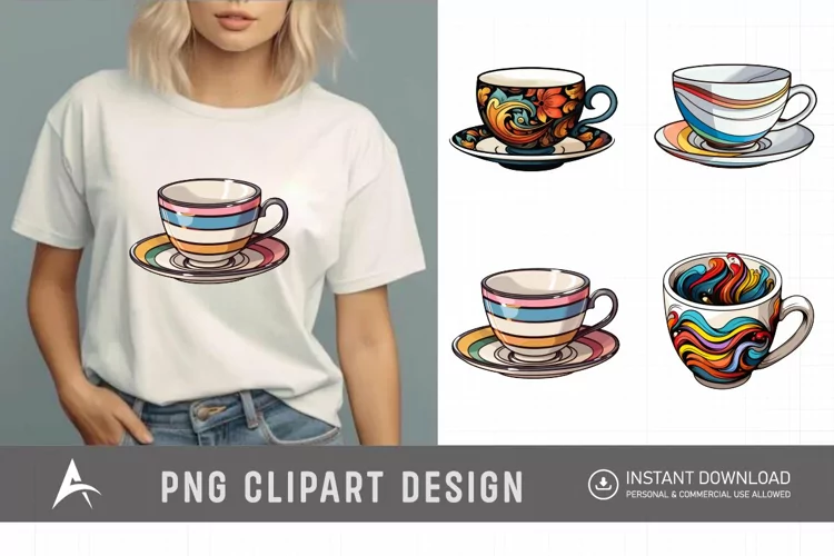 Watercolor Porcelain Cups Clipart