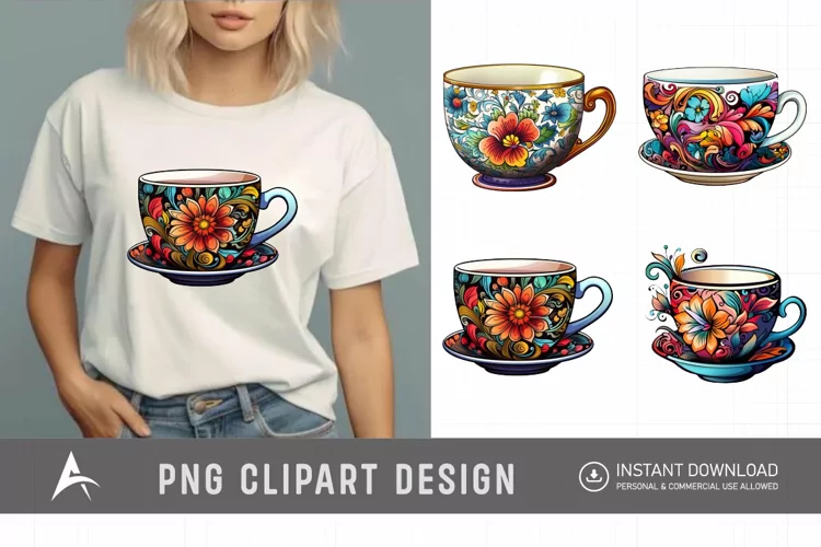 Watercolor Porcelain Cups Clipart