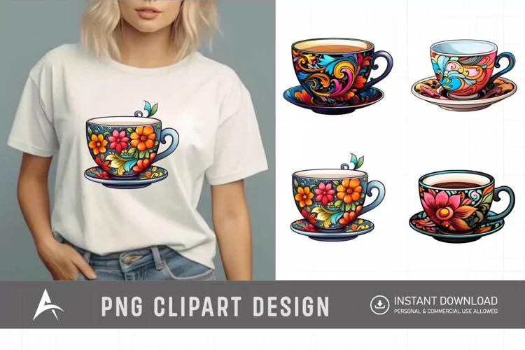 Watercolor Porcelain Cups Clipart