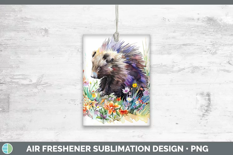 Watercolor Porcupine Air Freshener Sublimation Car Freshener