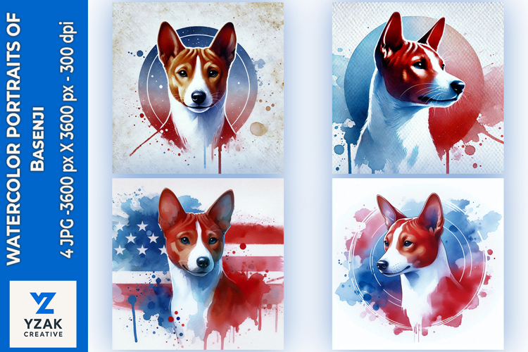 Watercolor Portraits of Basenji
