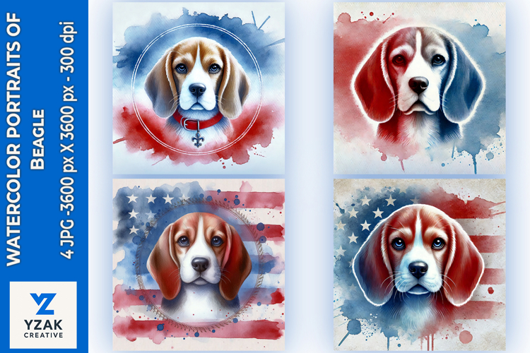 Watercolor Portraits of Beagle