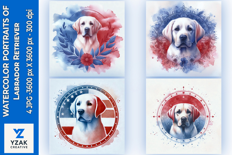 Watercolor Portraits of Labrador Retriever