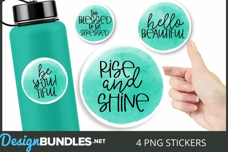 Watercolor Positive Quotes PNG Sticker Bundle