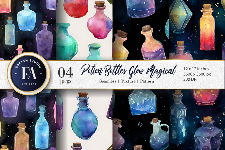 Enchanted Potion Bottle Artwork Hand-Painted Digital Paper