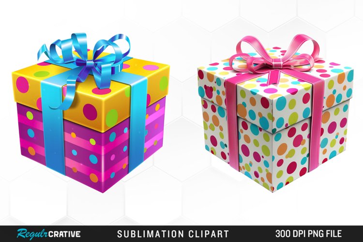 Watercolor Present Birthday Box Fun Clipart