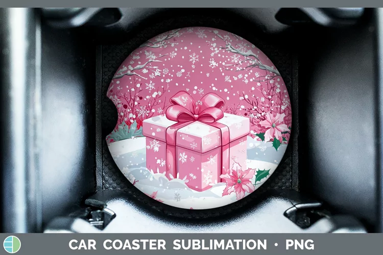 Watercolor Presents Car Coaster Sublimation Designs