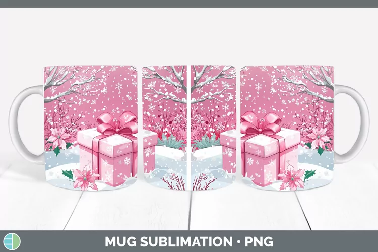 Watercolor Presents Mug Wrap Sublimation Coffee Cup Designs