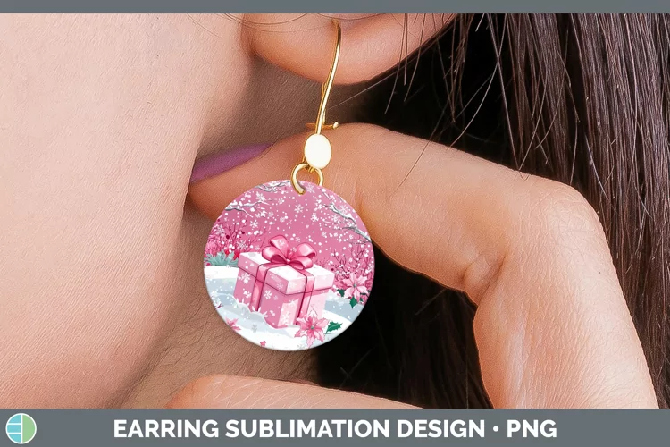 Watercolor Presents Round Earrings Sublimation Earrings Desi