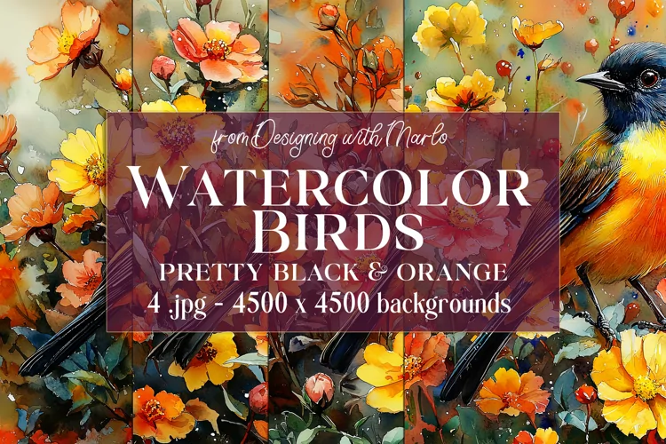 Watercolor Bird Backgrounds, Bird Cards, Bird Wall Art, s2