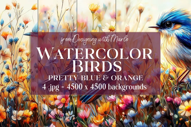 Watercolor Bird Backgrounds, Bird Cards, Bird Wall Art, s5