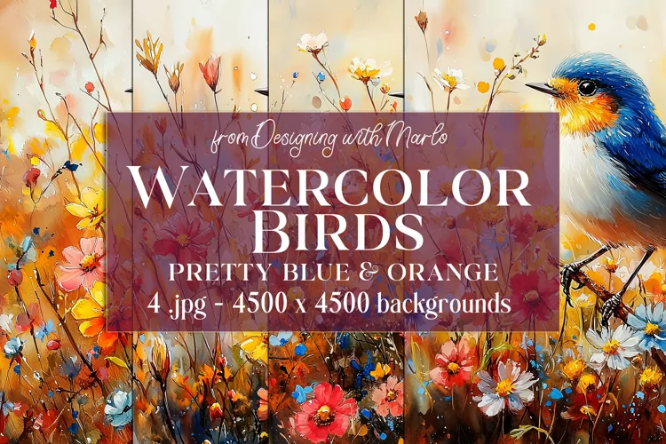 Watercolor Bird Backgrounds, Bird Cards, Bird Wall Art, s6
