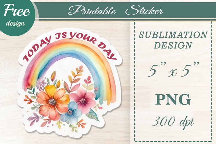 Watercolor Bundle Printable Stickers, Boho Flowers Rainbow