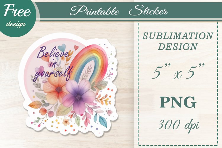 Watercolor Bundle Printable Stickers, Boho Flowers Rainbow