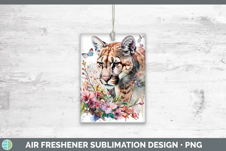 Watercolor Puma Concolor Air Freshener Sublimation Car Fresh