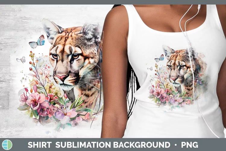 Watercolor Puma Concolor Shirt Sublimation Sublimation Backg