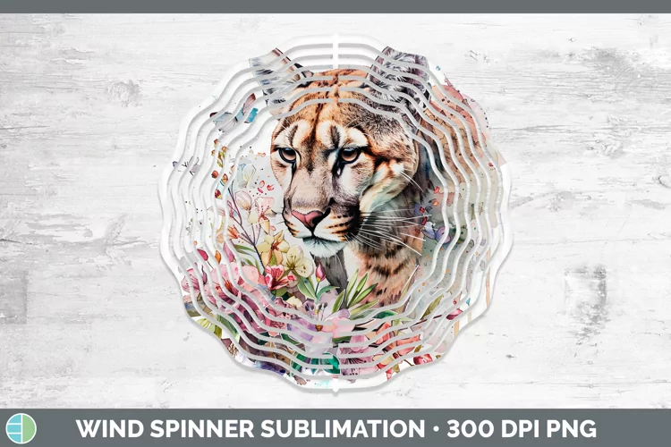 Watercolor Puma Concolor Wind Spinner Sublimation Spinner De