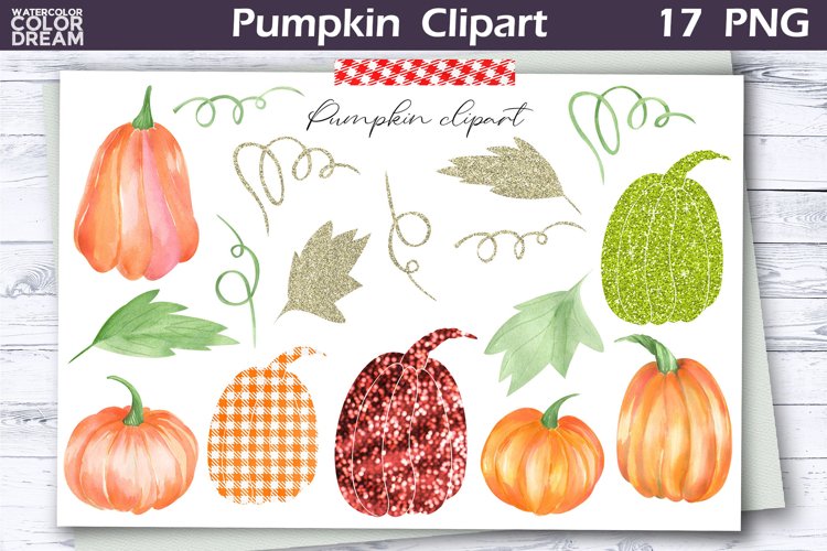 Watercolor pumpkin clipart | Fall Pumpkin Sublimation Design