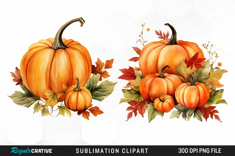 Watercolor Pumpkin Fall PNG Clipart