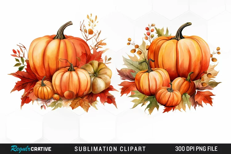 Watercolor Pumpkin Fall PNG Clipart