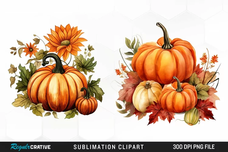 Watercolor Pumpkin Fall PNG Clipart