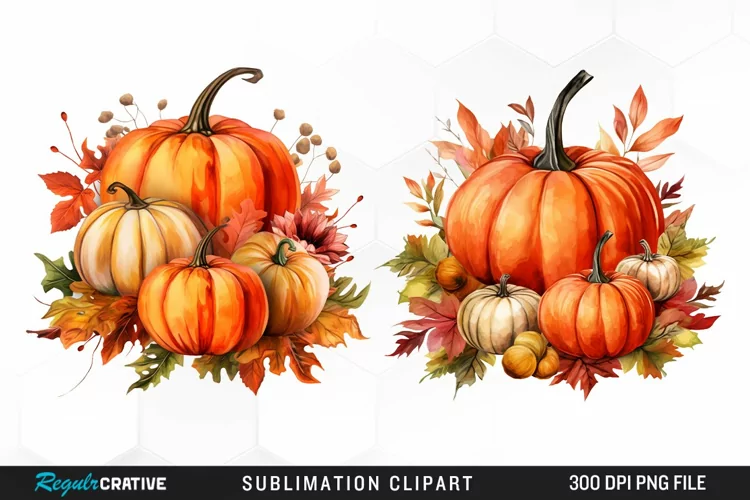 Watercolor Pumpkin Fall Illustration PNG Clipart