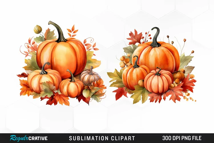 Watercolor Pumpkin Fall Image Clipart