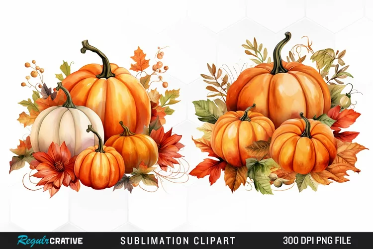 Watercolor Pumpkin Fall Illustration PNG Clipart