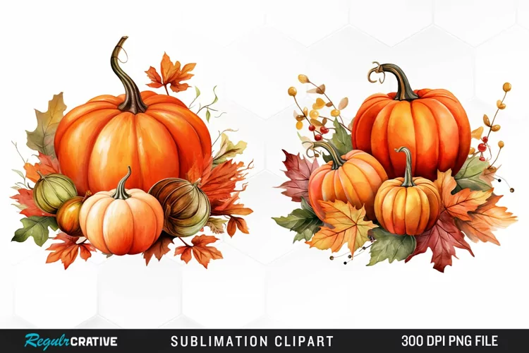 Watercolor Pumpkin Fall PNG Clipart